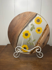 Epoxy sunflower circle board