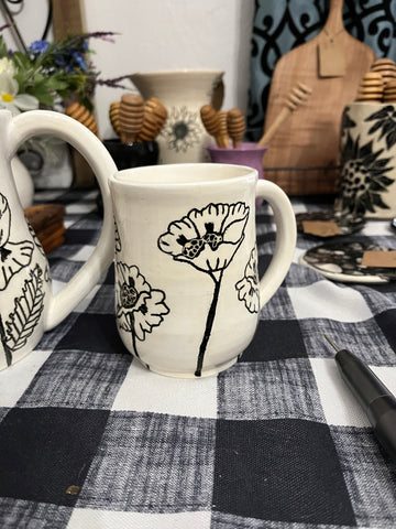 White poppy mug